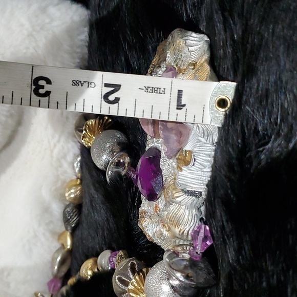 RARE UNIQUE CHUNKY STATEMENT BEAD  NECKLACE HEAVY HEARTS ROCKS GEMS HEAVY - Picture 10 of 10